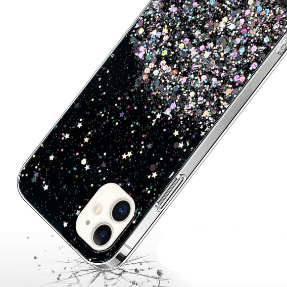 Obal na mobil pre iPhone 12/12 Pro, Glittery, čierne