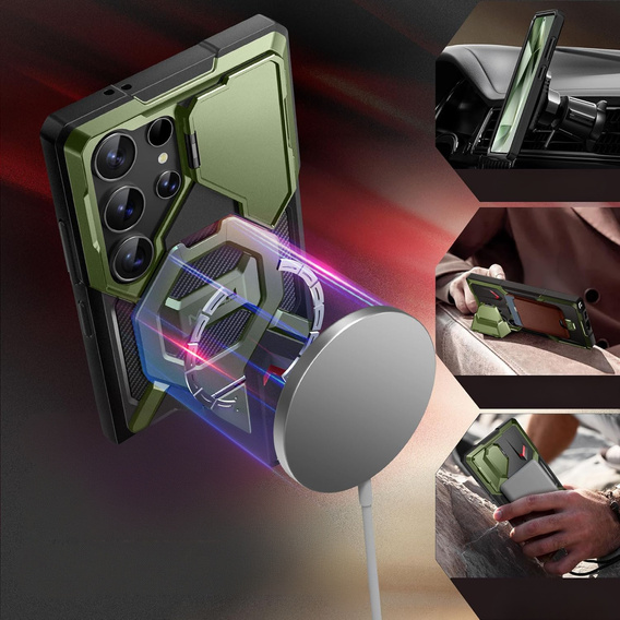 Puzdro Tongate MECH MagSafe Series zelené pre Samsung Galaxy S24 Ultra