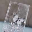 Puzdro pre Samsung Galaxy S24 Ultra, Glitter Butterfly, biele