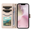 Puzdro s chlopňou pre iPhone 16E, Rhombus Crossbody Leather, béžové