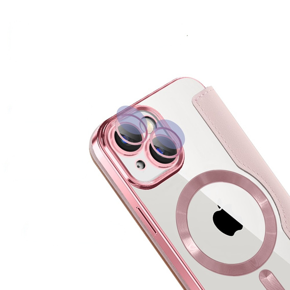 Klapkové puzdro pre iPhone 15, RFID Wallet MagSafe CamShield, ružové