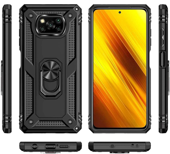 Pancierované obal na mobil pre Xiaomi Poco X3 NFC, Nox Case Ring, čierne