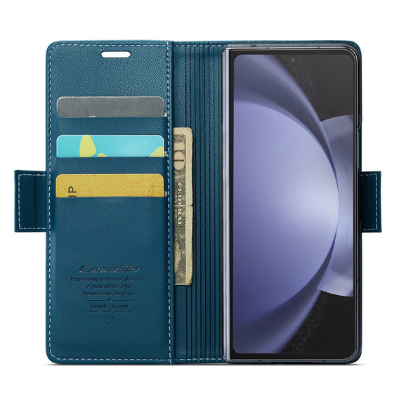 CASEME flipové puzdro pre Samsung Galaxy Z Fold6 5G, Litchi Wallet, modré
