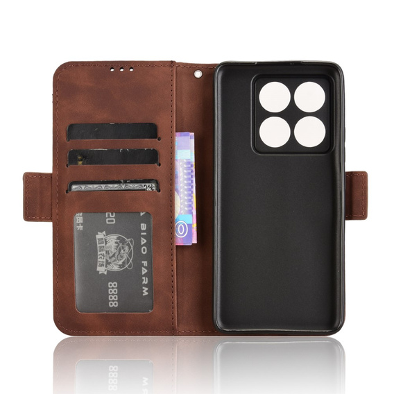 Klapkové puzdro pre Xiaomi 14T, Card Slot, hnedé