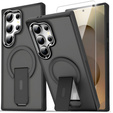 Puzdro pre Samsung Galaxy S25 Ultra, Kickstand Matt Case, pre MagSafe, čierne + sklo na displej