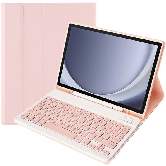 Puzdro + klávesnica Samsung Galaxy Tab A9, Leather Pen Slot, ružové rose gold