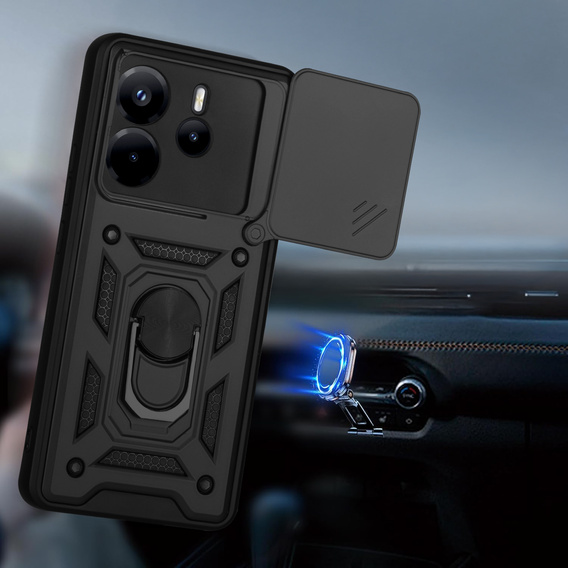Obal na mobil pre Xiaomi Redmi Note 14 4G, CamShield Slide, čierne