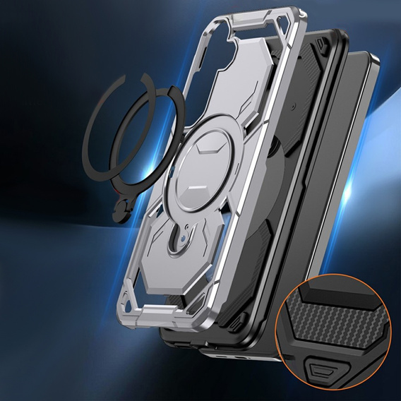 Magnetické puzdro s podstavcom pre Samsung Galaxy A57 5G, strieborné