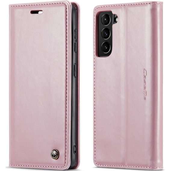 CASEME flipové puzdro pre Samsung Galaxy S21 FE, Waxy Textured, ružové