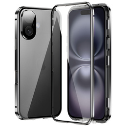 Puzdro pre iPhone 16, Magnetic Dual Glass, čierne