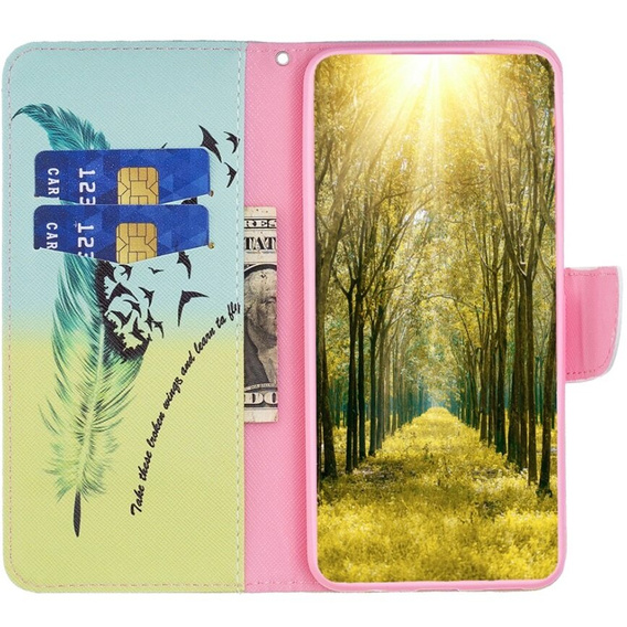 Klapkové puzdro pre Samsung Galaxy A05s, Wallet, Feather, modré