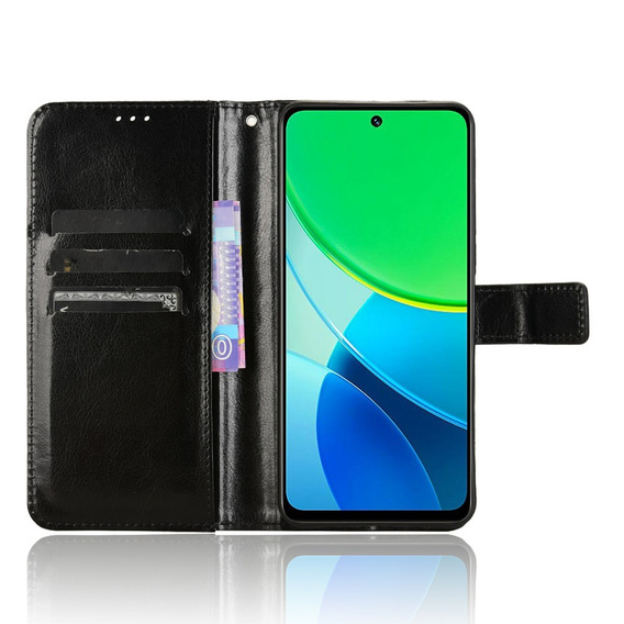 Klapkové puzdro pre Vivo Y19s, Crazy Horse Wallet, čierne