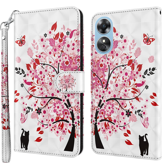 Klapkové puzdro pre Oppo A17, Wallet Light Spots Decor, tree, biele