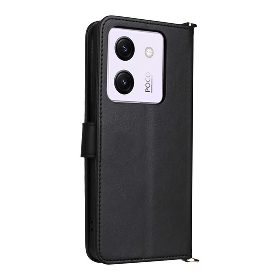 Puzdro s chlopňou pre Xiaomi Poco M7 Pro 5G, Crossbody Leather Wallet, čierne