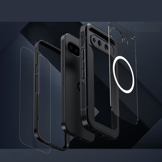 Nárazuvzdorné puzdro so sklom, pre MagSafe pre Google Pixel 10a, čierne