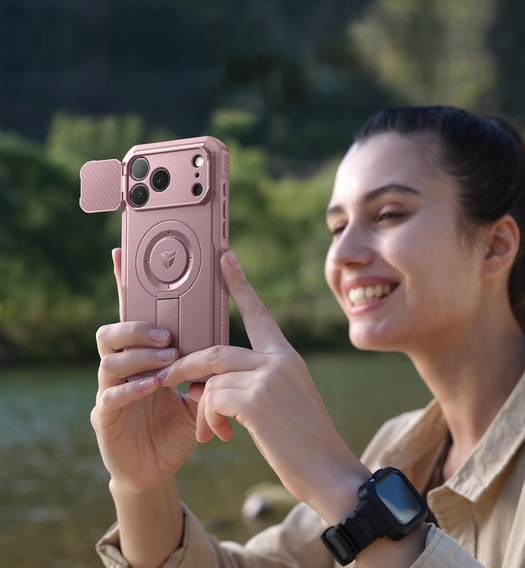 Pancierované puzdro Dexnor so stojanom a spúšťou fotoaparátu, pre MagSafe pre iPhone 17 Pro
