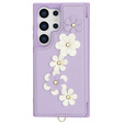 Puzdro pre Samsung Galaxy S24 Ultra, Leather Flower Card Slot, fialové