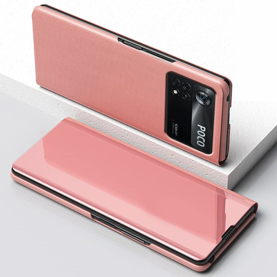 Obal na mobil pre Xiaomi Poco X4 Pro 5G, Clear View, ružové rose gold
