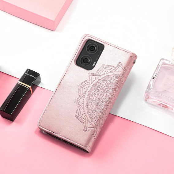 Klapkové puzdro pre Motorola Moto E14, Mandala, ružové