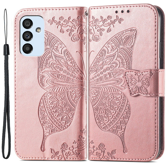 Klapkové puzdro pre Samsung Galaxy M23 5G / M13, Butterfly, ružové rose gold