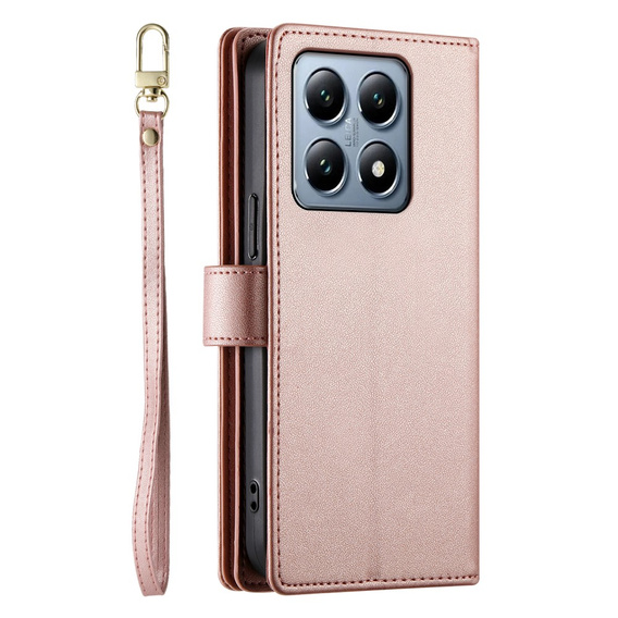 Klapkové puzdro pre Xiaomi 14T Pro, Wallet Zipper Pocket, ružové