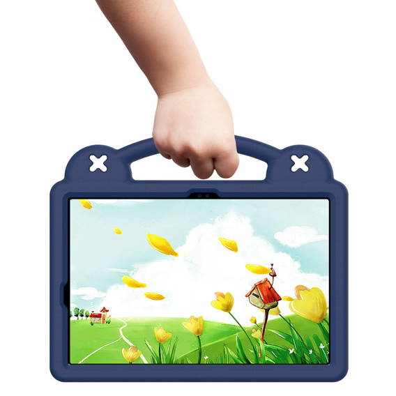 Detské puzdro pre Samsung Galaxy Tab S9 FE+ Plus, Cute Patterns, so stojanom, tmavomodrá