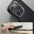 Puzdro BENKS Kevlar pre iPhone 16 Pro Max, pre MagSafe, Carbon Fiber, čierne
