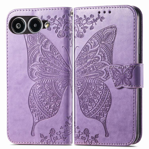 Klapkové puzdro pre T Phone 3 5G, Butterfly, fialové