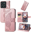 Klapkové puzdro pre Motorola Moto G86 5G, Butterfly, ružové rose gold