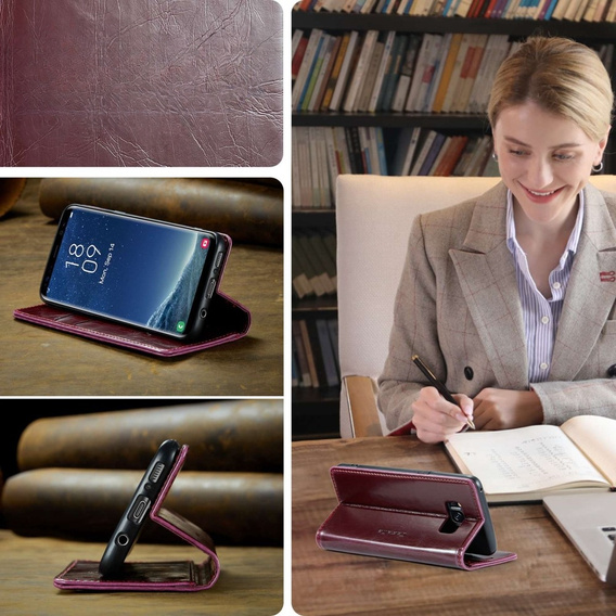 CASEME flipové puzdro pre Samsung Galaxy S8, Waxy Textured, červené