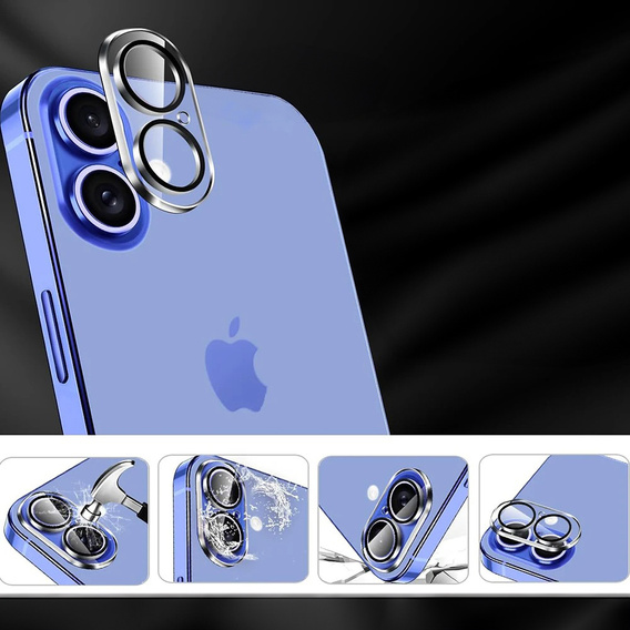 Tvrdené sklo na fotoaparát pre iPhone 16 / 16 Plus, čierne