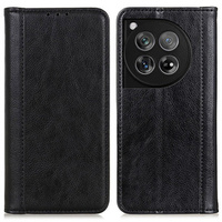 Obal na mobil pre OnePlus 12 5G, Wallet Litchi Leather, čierne