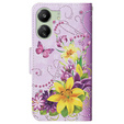 Klapkové puzdro pre Xiaomi Redmi 13C / Poco C65, Wallet, Flowers and Butterflies, fialový