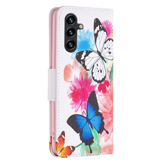 Klapkové puzdro pre Samsung Galaxy A35 5G, Wallet, Butterflies biele