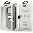 Karl Lagerfeld Obal na mobil pre iPhone 14 Pro Max, Saffiano Karl's Head Patch, strieborné