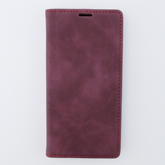 Puzdro pre iPhone 15, ERBORD Vintage, peňaženka s chlopňou, červené