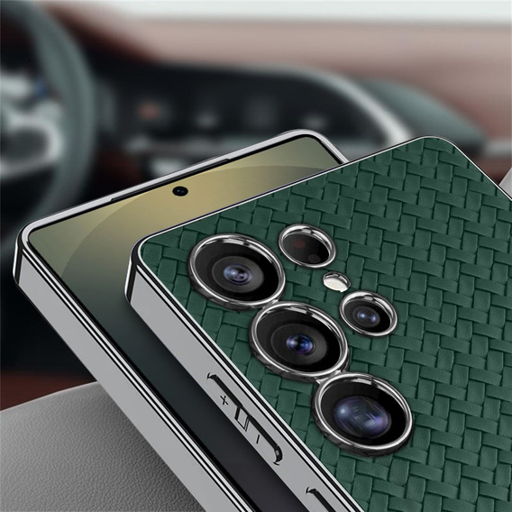 Puzdro pre Samsung Galaxy S25 Ultra, GKK Woven Leather, zelený