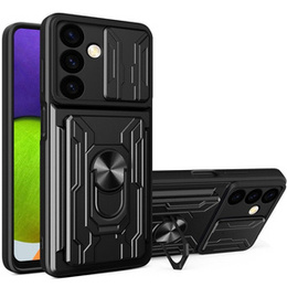 Obrnené puzdro pre Samsung Galaxy S24, Camera Slide Card Slot, čierne