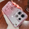 Puzdro pre Infinix Note 30 Pro 4G, Glitter Flower, ružové rose gold