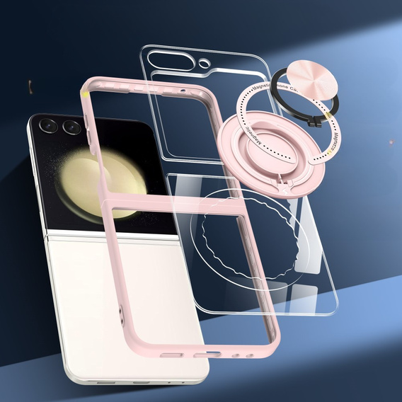 Puzdro pre Samsung Galaxy Z Flip7 FE / Z Flip6, Corners Dropproof, pre MagSafe, transparentné / ružové