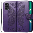Klapkové puzdro pre Motorola Moto G22, Butterfly, fialové
