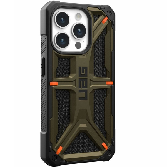 Puzdro Urban Armor Gear pre iPhone 15 Pro, Monarch, Kevlar zelený