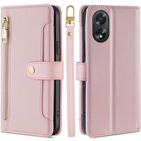 Klapkové puzdro pre Oppo A38 / A18 4G, Wallet Zipper Pocket, ružové