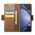 CASEME flipové puzdro pre Samsung Galaxy Z Fold6 5G, Litchi Wallet, hnedé