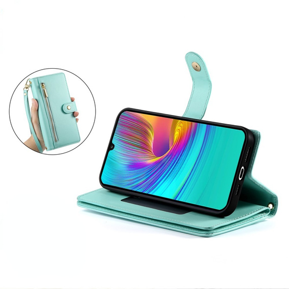 Klapkové puzdro pre Samsung Galaxy A36 5G, Wallet Zipper Pocket, zelený