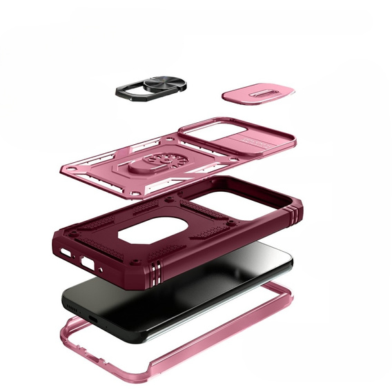 Obal na mobil pre Samsung Galaxy A54 5G, CamShield Slide, ružové / bordó