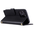 Puzdro s chlopňou pre iPhone 16 Pro Max, Rhombus Crossbody Leather, čierne