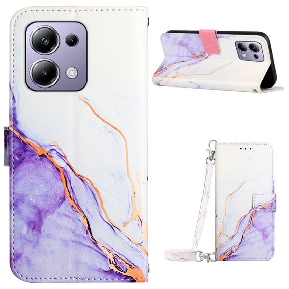 Klapkové puzdro pre Xiaomi Redmi Note 13 Pro 4G / Xiaomi Redmi Note 14S / Xiaomi Poco M6 Pro 4G, Wallet, Marble fialové