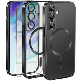 Puzdro pre Samsung Galaxy S21 FE, Electro MagSafe, čierne + sklo na displej