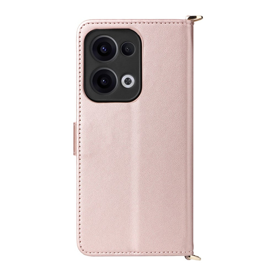 Puzdro s chlopňou pre Oppo Reno 13 5G, Crossbody Leather Wallet, ružové